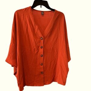 SHEIN Burnt Orange Button-Down Shirt